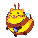 🎧 ผึ้ง, การ์ตูน, น่ารัก, เพลง, หูฟัง, สัตว์, สีเหลือง whatsapp sticker