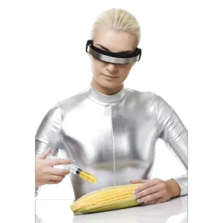 🌽 futurista, robô, injeção, comida, milho, agricultura whatsapp sticker