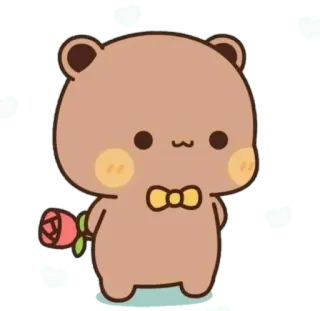 🧸 Bär, Cartoon, Niedlich, Rose, Fliege, Tier whatsapp sticker