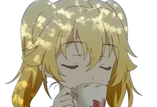 ☕ Anime, Mädchen, Trinken, Tee, Süß whatsapp sticker