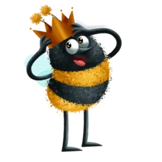 😙 пчела, мультфильм, корона, животное, насекомое, король telegram sticker