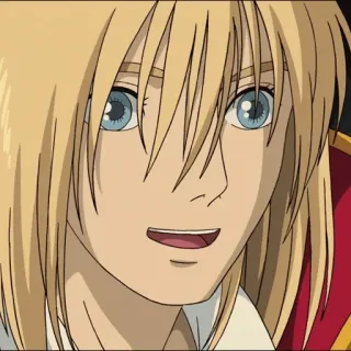 🐇 Howl Howl's Moving Castle Anime, Fantasía, Pelo rubio, Ojos azules, Studio Ghibli, Guapo telegram sticker