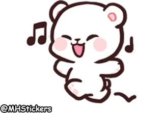 💃 @MHStickers bear, sticker, cute, cartoon, cheerful, dancing, music, white whatsapp sticker