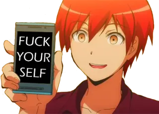 🖕 FUCK YOUR SELF anime, offensive, cartoon, aggression, text telegram sticker