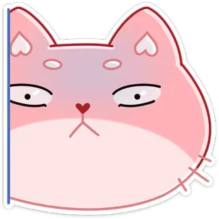 😐 кот, животное, стикер, милый, розовый, мультик, каваий telegram sticker