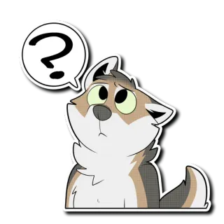 ❓ ? chien, chiot, point d'interrogation, questionnement, incertain, curieux telegram sticker
