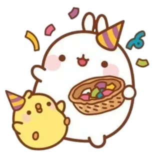 ☁️ ウサギ, かわいい, お祝い, パーティー, 動物, 漫画, カワイイ telegram sticker