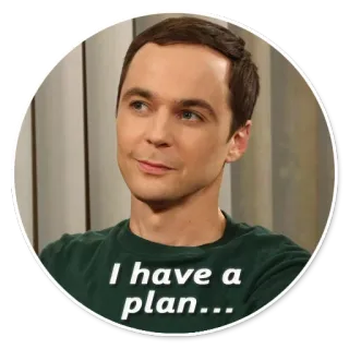 😏 Sheldon Cooper The Big Bang Theory I have a plan... sheldon, cooper, big bang theory, tengo un plan, sitcom whatsapp sticker