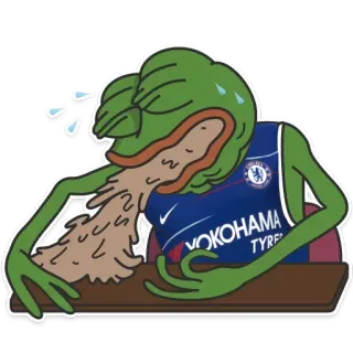 🤮 Pepe the Frog 페페 더 프로그, 밈, 슬픈, 구토, 첼시 FC, 축구, 스포츠 telegram sticker