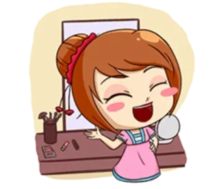 🤤 menina, maquiagem, desenho animado, beleza, mulher, fofo whatsapp sticker