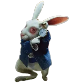 🌟 White Rabbit Alice in Wonderland Wit Konijn, Alice in Wonderland, konijn, klok, cartoonfiguur, sprookje telegram sticker