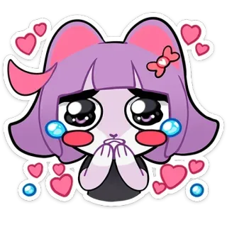 🥰 mèo, anime, kawaii, khóc, dễ thương, sticker, trái tim, cảm xúc whatsapp sticker