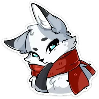🤔 naklejka, kreskówka, zwierzę, wilk, szalik, słodki telegram sticker