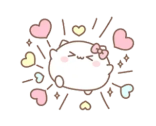 💞 mignon, chat, coeurs, kawaii, autocollant, dessin animé, animal telegram sticker