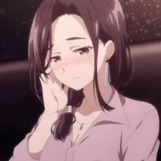 👾 Anime, Donna, Ragazza, Arrossire, Orecchino, Ritratto whatsapp sticker