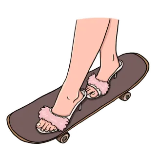 🛹 Skateboard, Piedi, Scarpe, Tacchi alti, Rosa, Gambe, Cartone animato telegram sticker