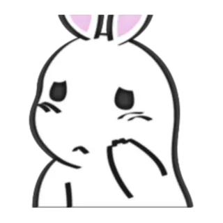 ❓ triste, lapin, lapin, mignon, dessin animé, blanc, oreilles, animal whatsapp sticker