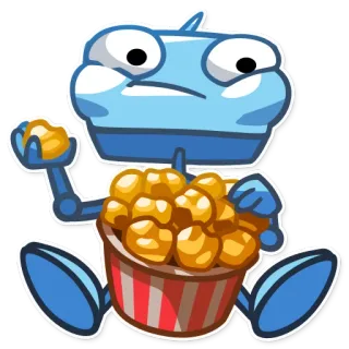 🍿 robot, bắp rang bơ, hoạt hình, đồ ăn vặt, giải trí, xem telegram sticker