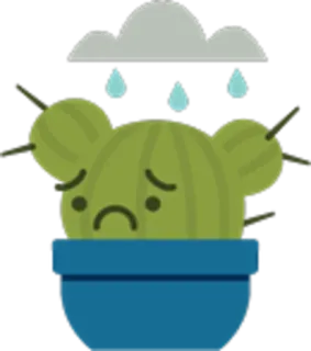 😞 cactus, triste, nuvola, pioggia, pianta, vaso, lacrime, emozioni telegram sticker