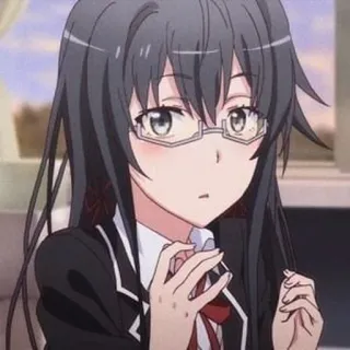 ❄️ Yukino Yukinoshita My Teen Romantic Comedy SNAFU Anime, Ragazza, Occhiali, Uniforme scolastica, Carina telegram sticker
