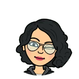 😉 Bitmoji, Caricatura, Avatar, Mujer, Gafas, Guiño telegram sticker