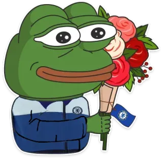 🌹 Pepe the Frog 페페 더 프로그, 밈, 꽃, 첼시 telegram sticker
