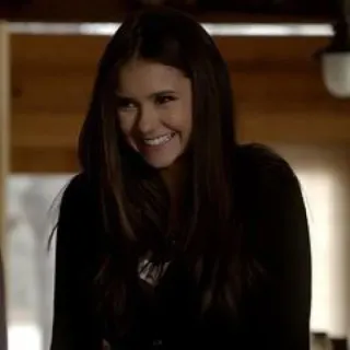 😂 Elena Gilbert The Vampire Diaries 여배우, 니나 도브레브, TV 프로그램, 뱀파이어, 행복한 telegram sticker