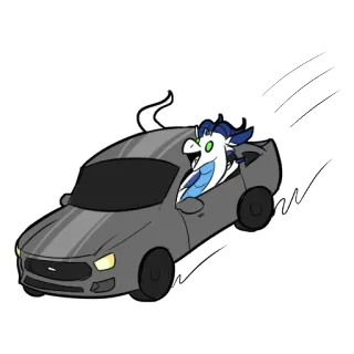 🚗 卡通, 汽车, 驾驶, 拟人化, 动物, 速度 telegram sticker