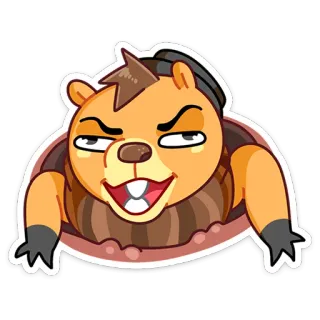 😏 животное, бобр, мультфильм, милый, персонаж, озорной, смешной telegram sticker
