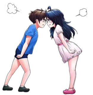 😤 anime, dziewczyna, chłopak, kreskówka, związek, para telegram sticker