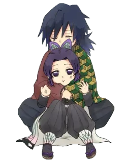 🦋 Giyu Tomioka, Shinobu Kocho Demon Slayer Anime, Demon Slayer, Shinobu Kocho, Giyu Tomioka, Dessin animé, Mignon telegram sticker
