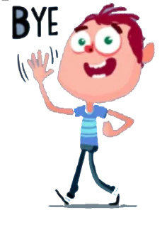 👐 BYE doei, vaarwel, vertrek, cartoon, zwaaien, jongen telegram sticker