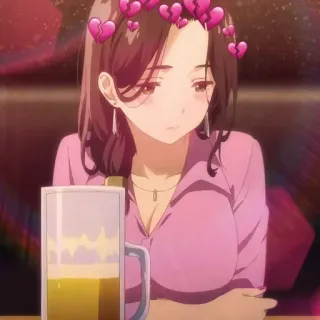 😊 anime, sad, beer, broken heart, drinking telegram sticker