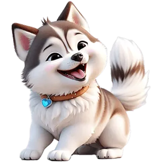 😛 welpe, hund, husky, süß, tier, haustier, cartoon whatsapp sticker