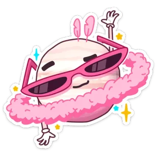💃 ดาวเคราะห์, แว่นกันแดด, น่ารัก, สีชมพู, การ์ตูน, ตัวละคร telegram sticker