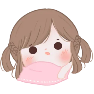 🧸 cartoon, girl, cute, pillow, kawaii, sleepy, sweet whatsapp sticker
