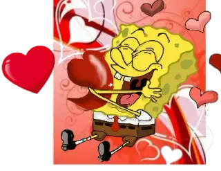 ❤ Spongebob Squarepants dessin animé, éponge, cœur, amour, personnage, animation telegram sticker