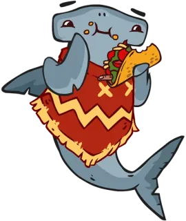 🍔 shark, taco, cartoon, poncho, mexican, food, animal telegram sticker