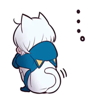 💬 kat, anime, schattig, verdrietig, kawaii, chibi, manga whatsapp sticker