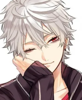 😉 Anime, Anak laki-laki, Rambut putih, Mata merah, Ganteng telegram sticker
