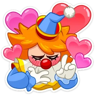 ❤️ clown, coeurs, dessin animé, mignon, amour, personnage, autocollant whatsapp sticker
