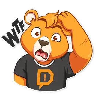 🤨 WTF หมี, สับสน, ตกใจ, การ์ตูน, คำถาม, สีหน้า, สีส้ม telegram sticker