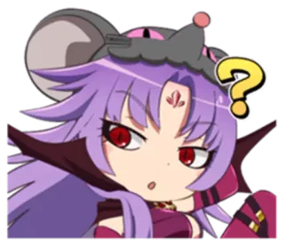 😯 anime, question mark, purple hair, cartoon, chibi telegram sticker