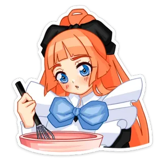 👩‍🍳 Аниме, Девушка, Готовка, Горничная, Милый, Мультфильм whatsapp sticker