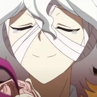 🥺 Nagito Komaeda Danganronpa anime, manga, crying, bandages telegram sticker