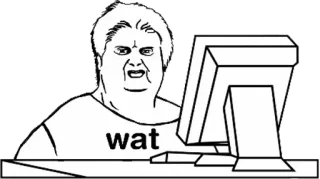 😑 wat meme, wat, computer, typing telegram sticker