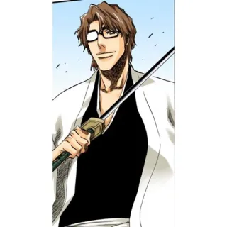 🧬 Sosuke Aizen Bleach 애니메이션, 칼, 안경, 캐릭터, 악당 telegram sticker