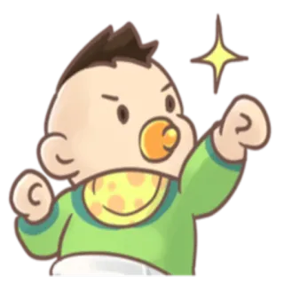 💪 bebé, enojado, decidido, dibujos animados, chupete, niño pequeño, puño, niño whatsapp sticker