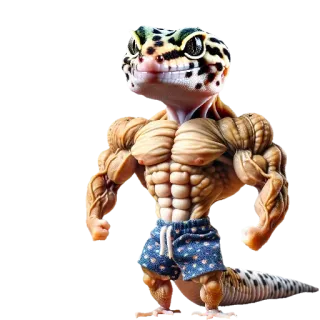 💪 Eidechse, Gecko, Muskeln, Lustig, Tier, Bodybuilder telegram sticker