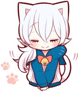 😌 каваи, милый, аниме, манга, чиби, кот, девушка-кошка, нэко telegram sticker
